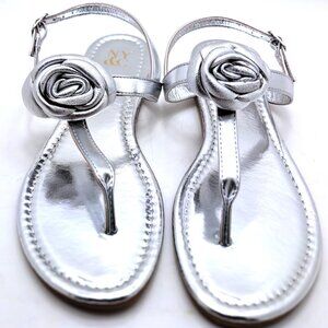 New York & Company Womens Rosette T-Strap, ALMOND Sandals - Size 9